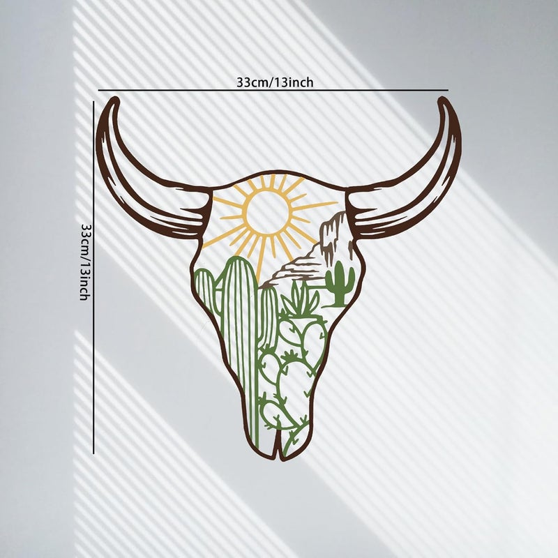 RESACO Cow Skull Metal Wall Art Western Wall Decor Western Bathroom Decorations Southwestern Decor Desert Wall Sculptures for Living Room Bedroom Indoor Outdoor (13in x 13in colorful) - Image 2